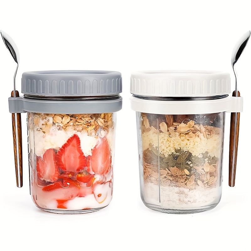 Meal Prep Oatmeal Jars - Taza de vidrio para avena, recipiente