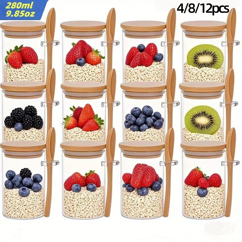 Meal Prep Oatmeal Jars - 4/8/12 piezas, tazas para desayuno de