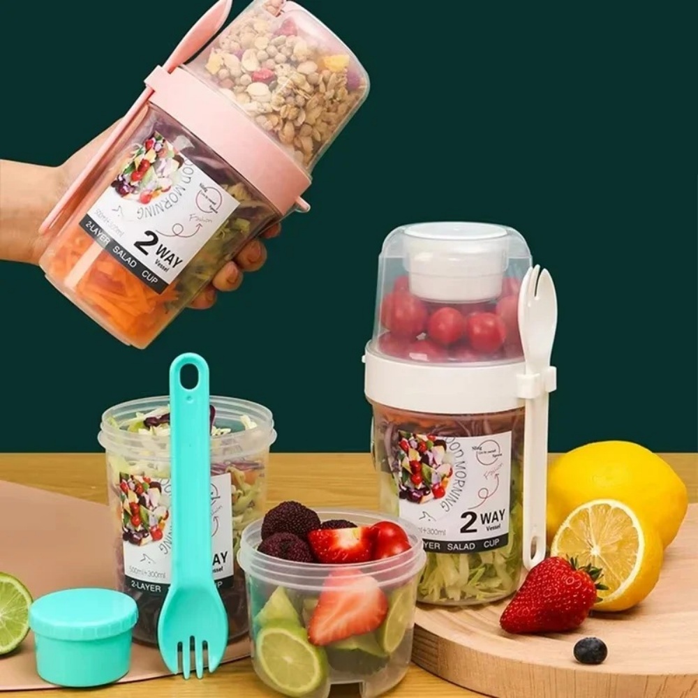 Meal Prep Oatmeal Jars - Taza de ensalada portátil, taza de