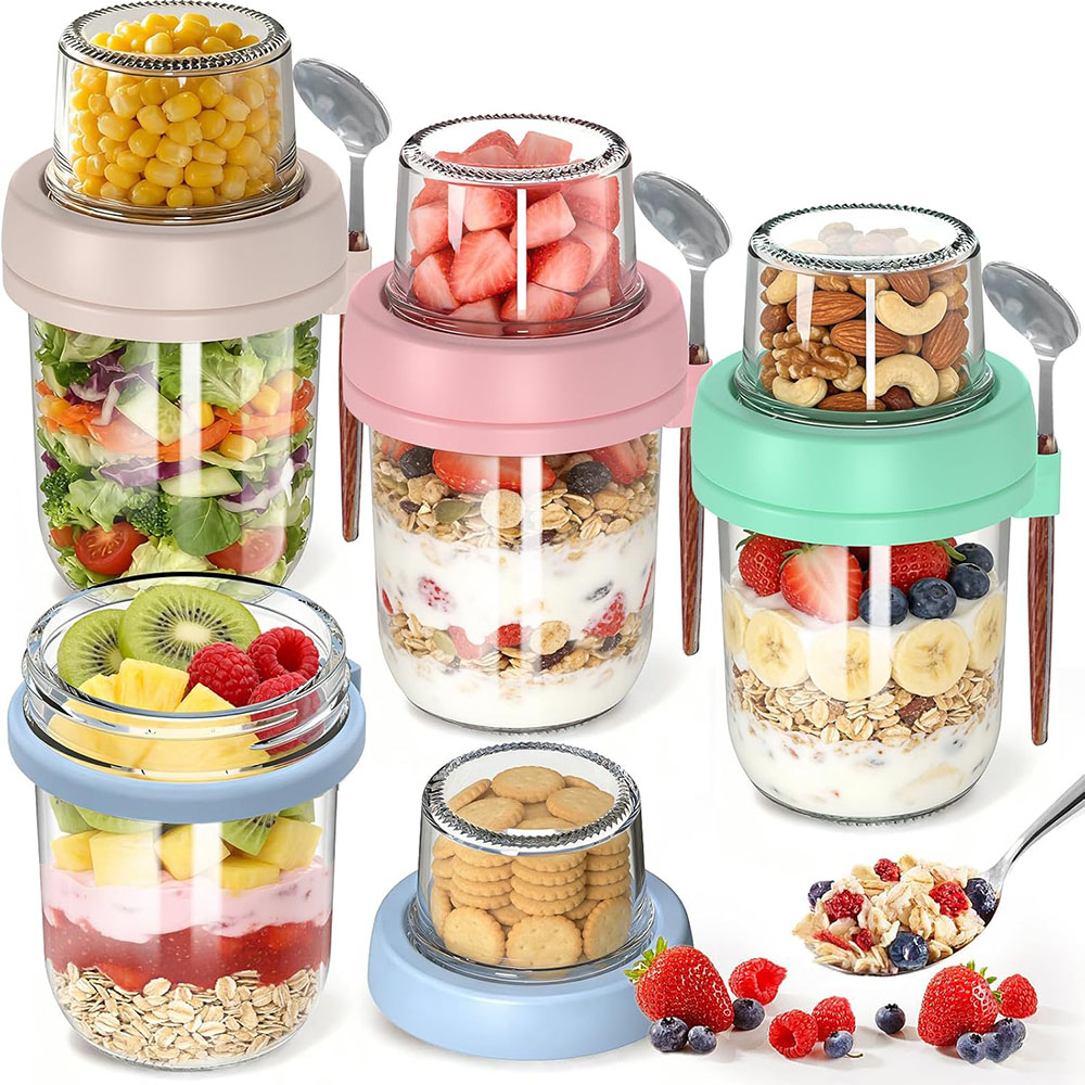 Meal Prep Oatmeal Jars - Recipientes para avena con tapas y