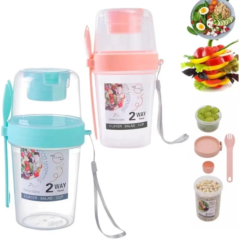 Meal Prep Oatmeal Jars - 1 unidad Vaso portátil para desayuno