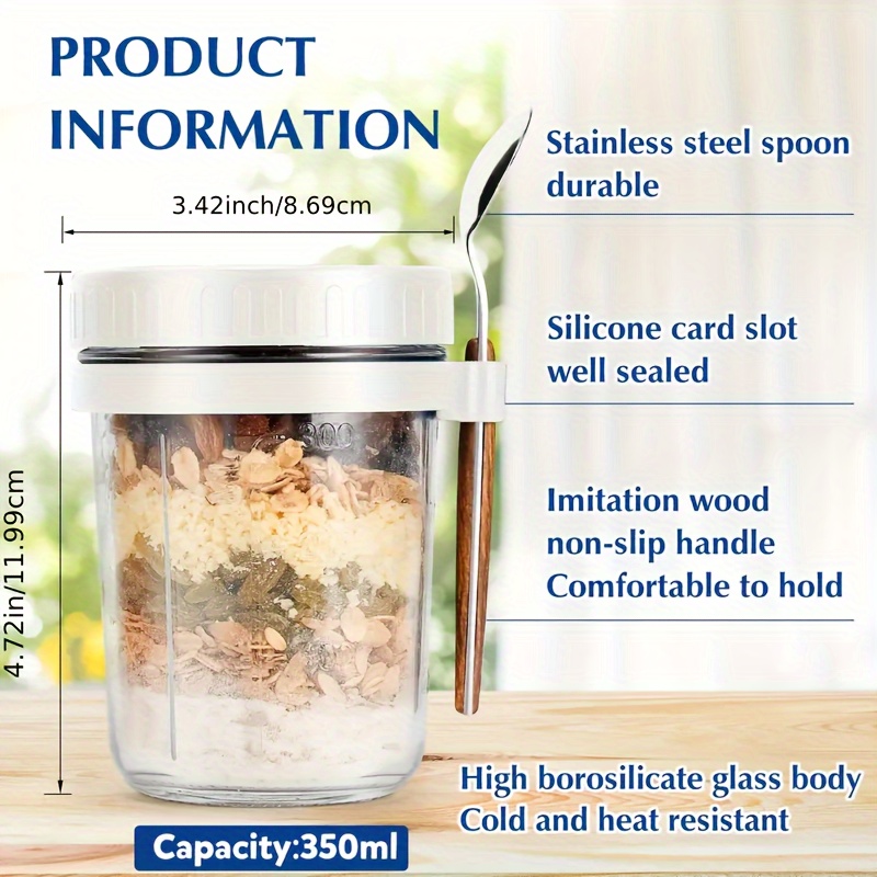 Taza de vidrio para avena, rec - Meal Prep Oatmeal Jars reseña y precio