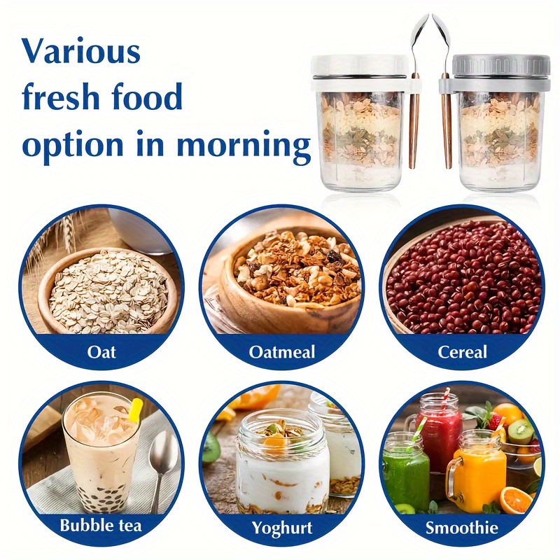 Taza de vidrio para avena, rec - Meal Prep Oatmeal Jars reseña y precio