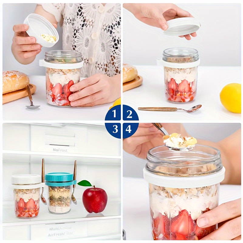 Taza de vidrio para avena, rec - Meal Prep Oatmeal Jars reseña y precio