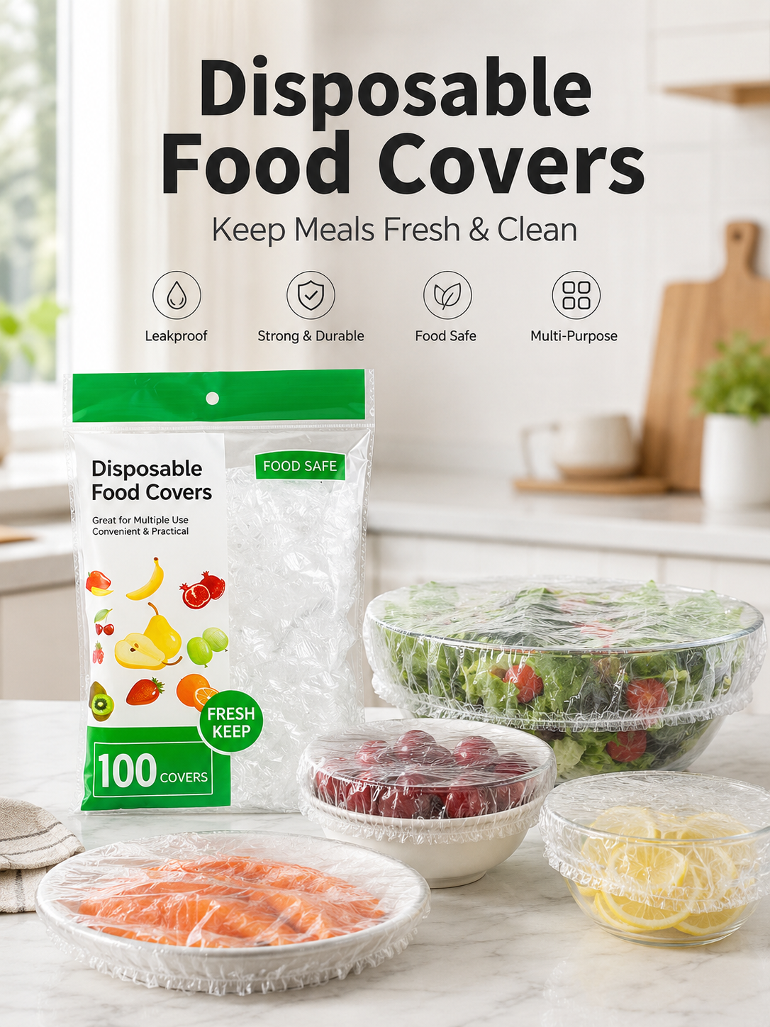 100 cubiertas elásticas desech - Meal Prep Wraps reseña y precio