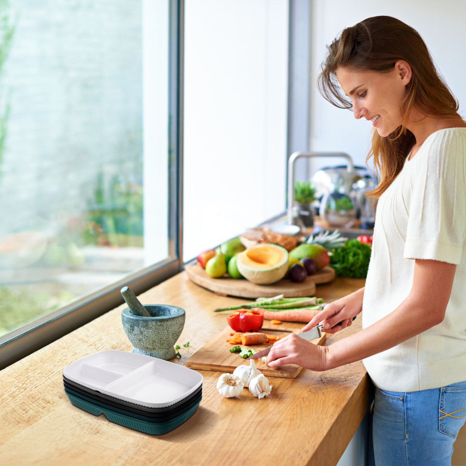 Juego de 5 Platos Divididos pa - Meal Prep Diet reseña y precio