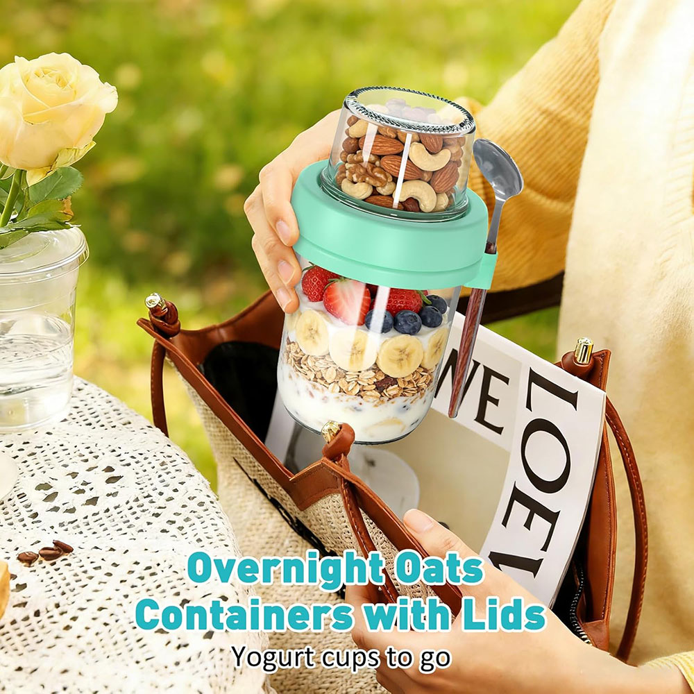 Recipientes para avena con tap - Meal Prep Oatmeal Jars reseña y precio