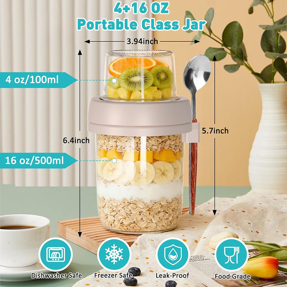 Recipientes para avena con tap - Meal Prep Oatmeal Jars reseña y precio