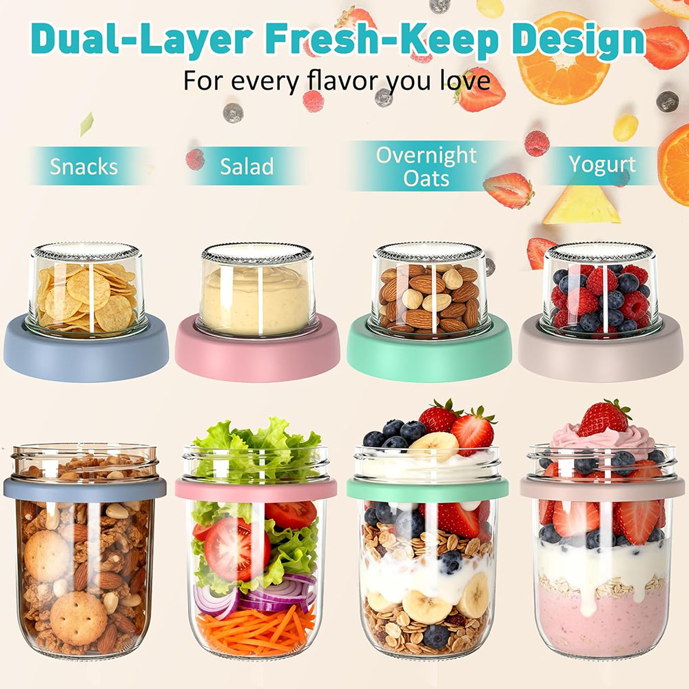 Recipientes para avena con tap - Meal Prep Oatmeal Jars reseña y precio