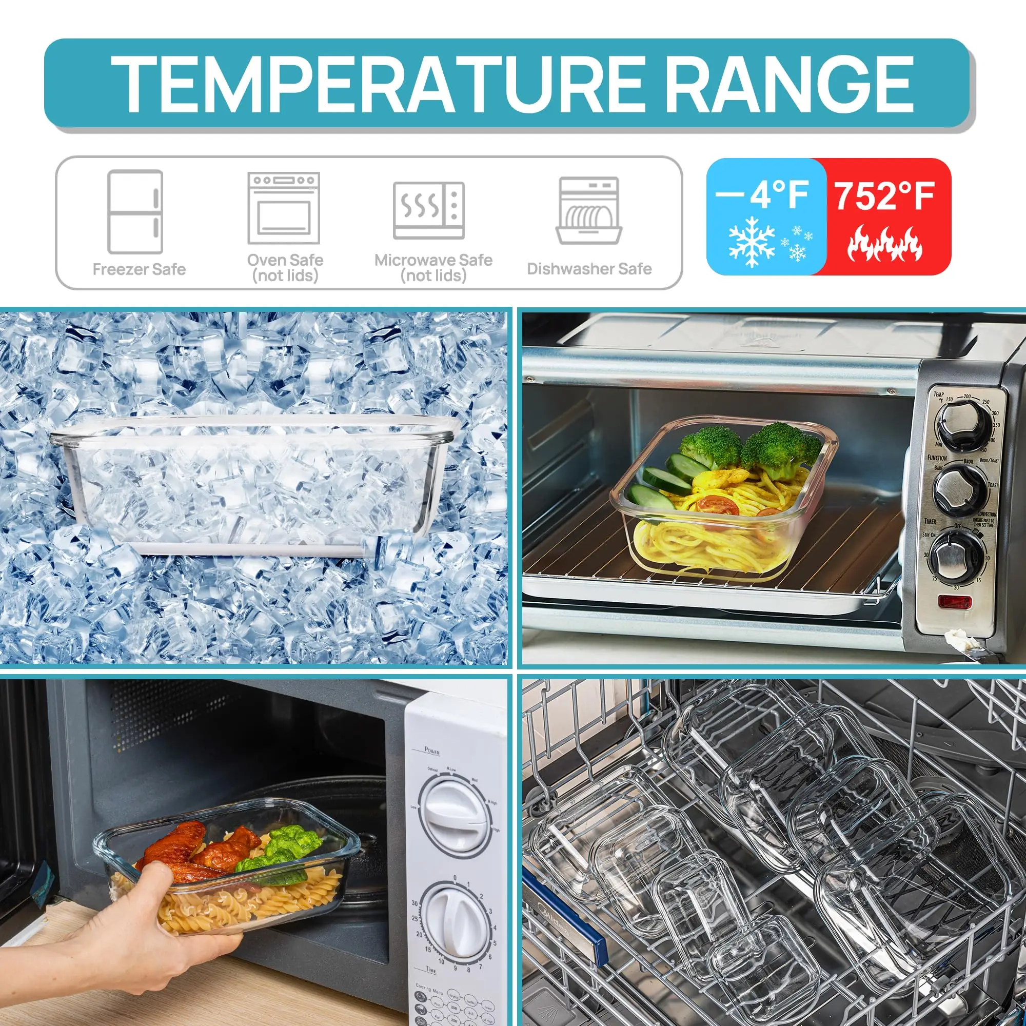 Fiambrera de vidrio, contenedo - Meal Preparation reseña y precio